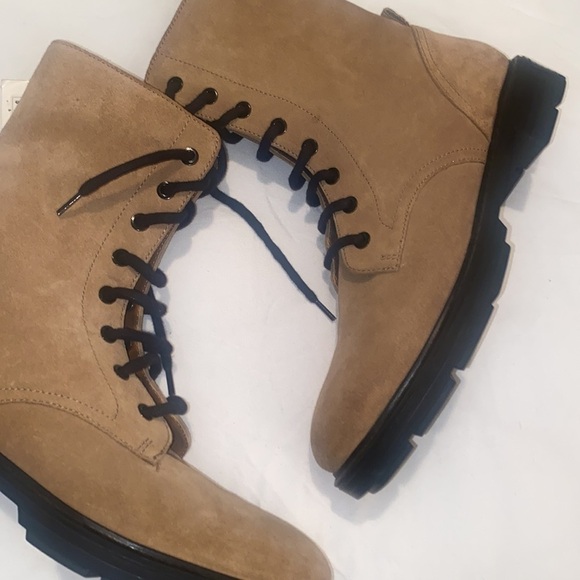 Zara  Woman Suede Lace-up Boots in tan size 40/ 9us.new with tags - Picture 1 of 10